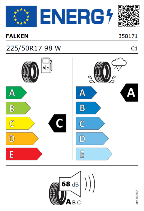 Tyre Label for Falken Ziex ZE320 225/50R17 98W